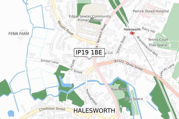 IP19 1BE map - large scale - OS Open Zoomstack (Ordnance Survey)