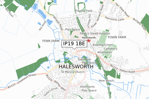 IP19 1BE map - small scale - OS Open Zoomstack (Ordnance Survey)