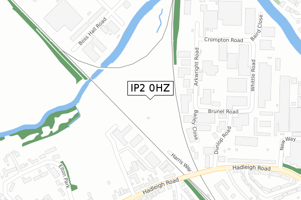 IP2 0HZ map - large scale - OS Open Zoomstack (Ordnance Survey)