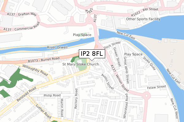 IP2 8FL map - large scale - OS Open Zoomstack (Ordnance Survey)