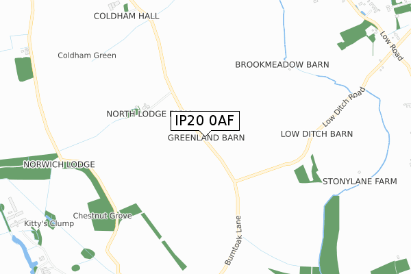 IP20 0AF map - small scale - OS Open Zoomstack (Ordnance Survey)