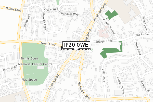 IP20 0WE map - large scale - OS Open Zoomstack (Ordnance Survey)