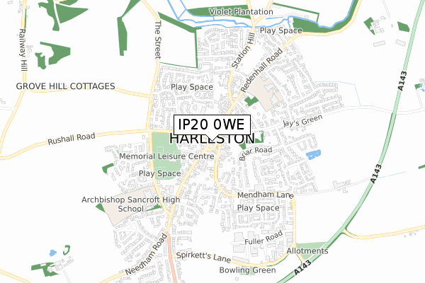 IP20 0WE map - small scale - OS Open Zoomstack (Ordnance Survey)