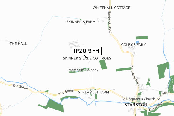 IP20 9FH map - small scale - OS Open Zoomstack (Ordnance Survey)