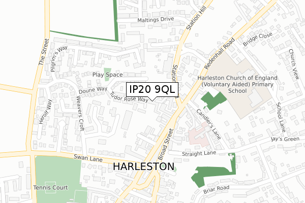 IP20 9QL map - large scale - OS Open Zoomstack (Ordnance Survey)