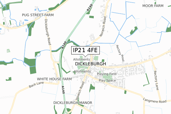 IP21 4FE map - small scale - OS Open Zoomstack (Ordnance Survey)