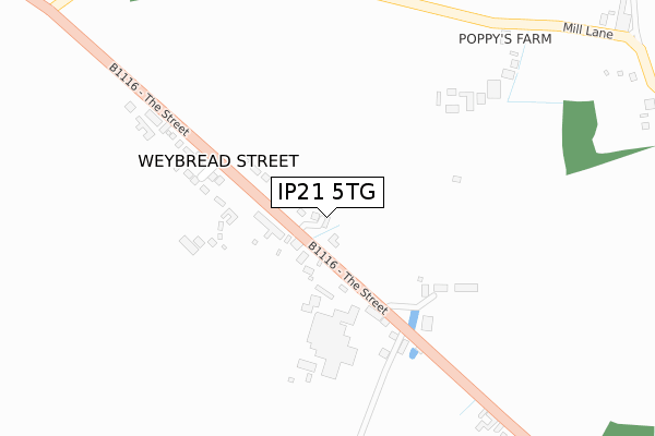 IP21 5TG map - large scale - OS Open Zoomstack (Ordnance Survey)