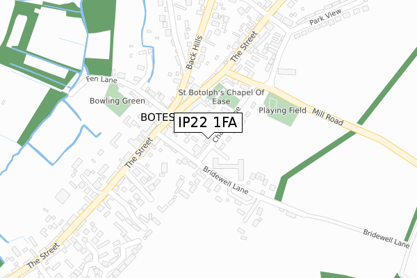 IP22 1FA map - large scale - OS Open Zoomstack (Ordnance Survey)