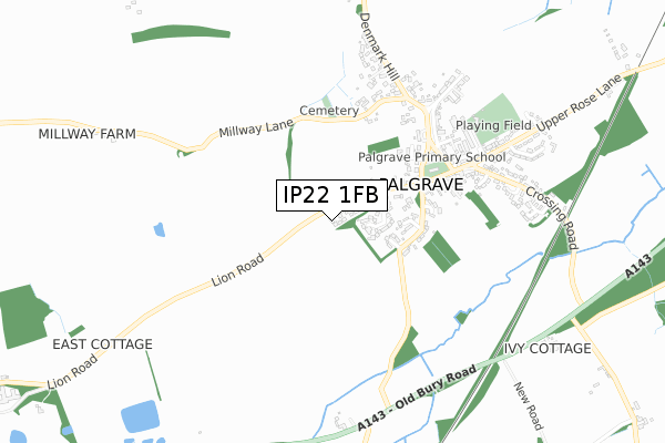 IP22 1FB map - small scale - OS Open Zoomstack (Ordnance Survey)