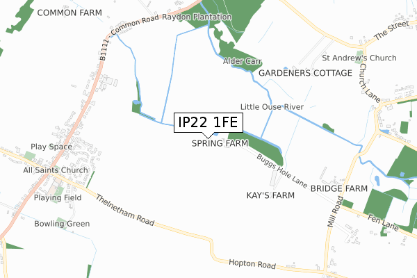 IP22 1FE map - small scale - OS Open Zoomstack (Ordnance Survey)