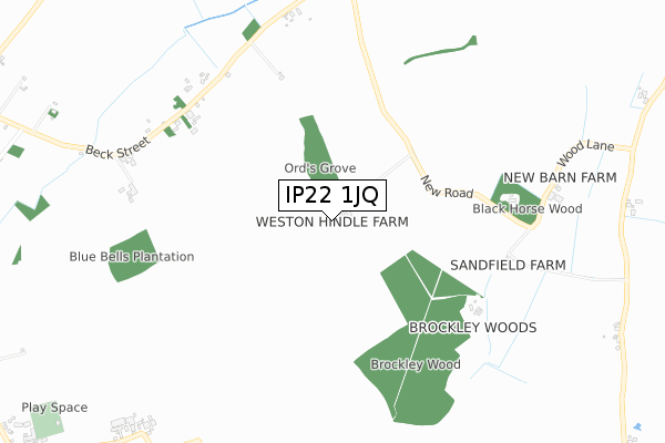 IP22 1JQ map - small scale - OS Open Zoomstack (Ordnance Survey)