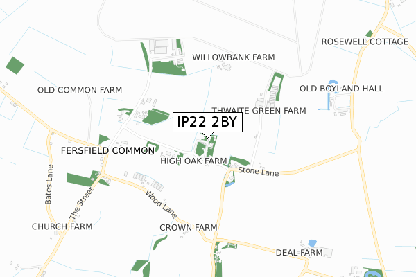 IP22 2BY map - small scale - OS Open Zoomstack (Ordnance Survey)