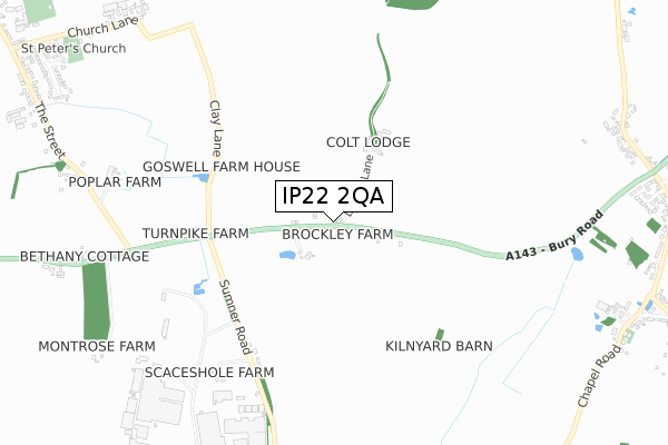 IP22 2QA map - small scale - OS Open Zoomstack (Ordnance Survey)