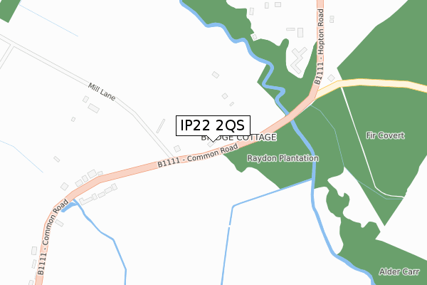IP22 2QS map - large scale - OS Open Zoomstack (Ordnance Survey)