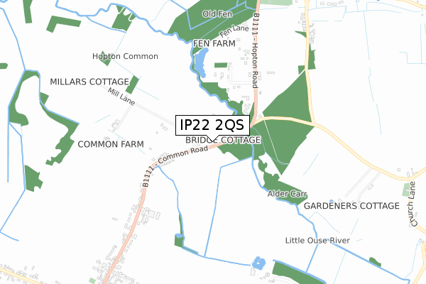 IP22 2QS map - small scale - OS Open Zoomstack (Ordnance Survey)