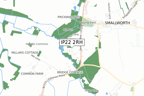 IP22 2RH map - small scale - OS Open Zoomstack (Ordnance Survey)