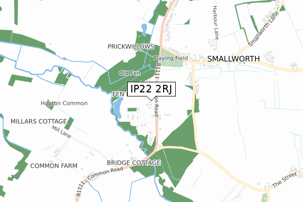 IP22 2RJ map - small scale - OS Open Zoomstack (Ordnance Survey)