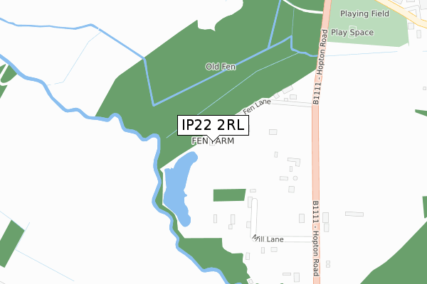 IP22 2RL map - large scale - OS Open Zoomstack (Ordnance Survey)