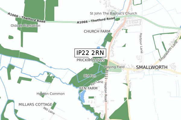 IP22 2RN map - small scale - OS Open Zoomstack (Ordnance Survey)