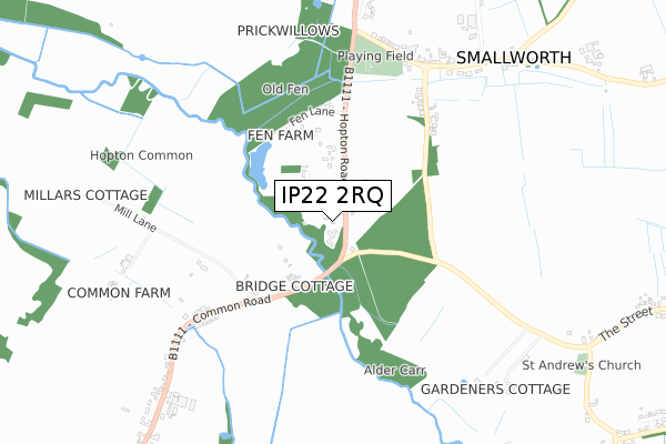 IP22 2RQ map - small scale - OS Open Zoomstack (Ordnance Survey)