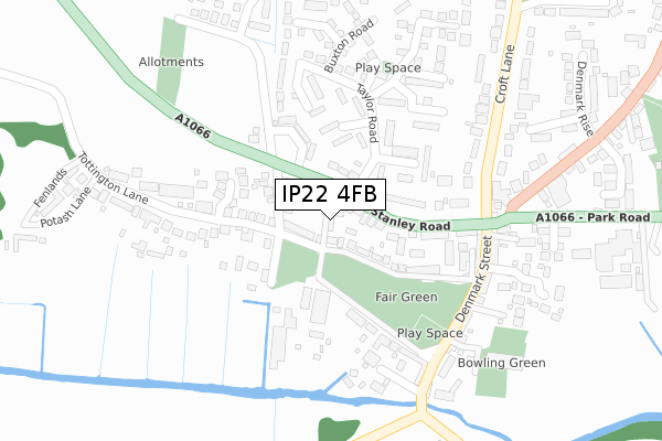 IP22 4FB map - large scale - OS Open Zoomstack (Ordnance Survey)