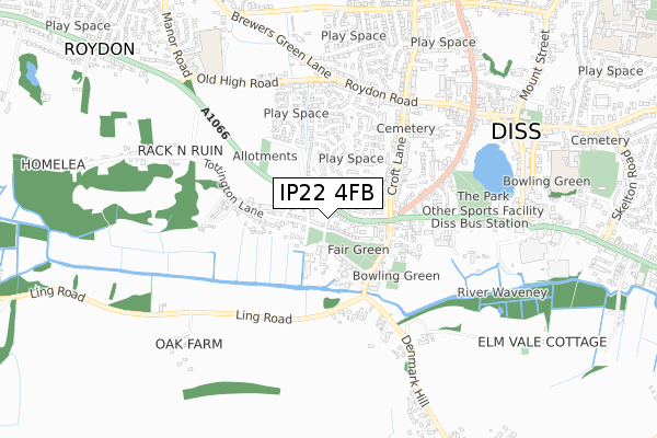 IP22 4FB map - small scale - OS Open Zoomstack (Ordnance Survey)