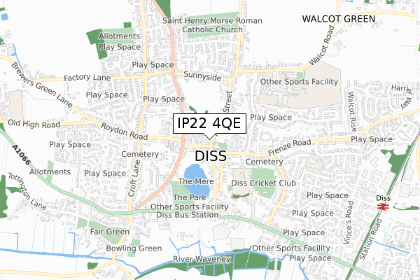 IP22 4QE map - small scale - OS Open Zoomstack (Ordnance Survey)