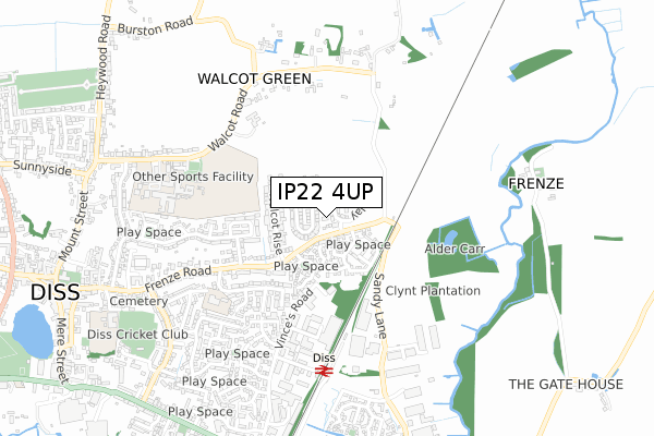 IP22 4UP map - small scale - OS Open Zoomstack (Ordnance Survey)