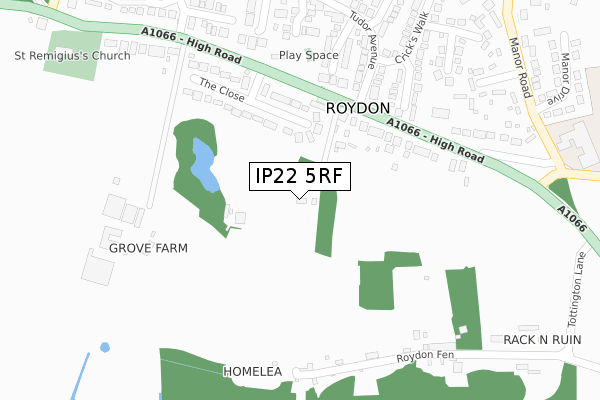 IP22 5RF map - large scale - OS Open Zoomstack (Ordnance Survey)