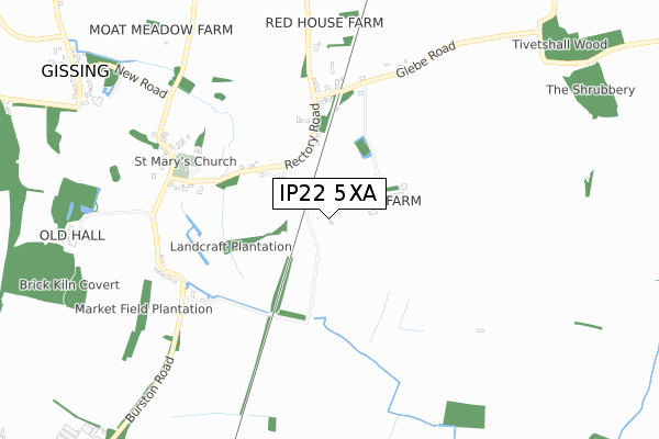 IP22 5XA map - small scale - OS Open Zoomstack (Ordnance Survey)