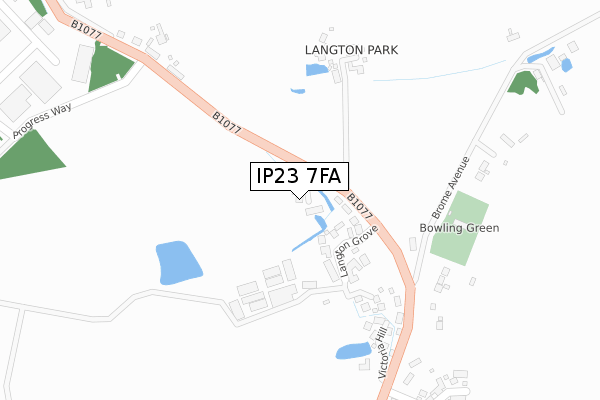 IP23 7FA map - large scale - OS Open Zoomstack (Ordnance Survey)