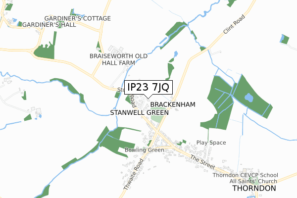 IP23 7JQ map - small scale - OS Open Zoomstack (Ordnance Survey)