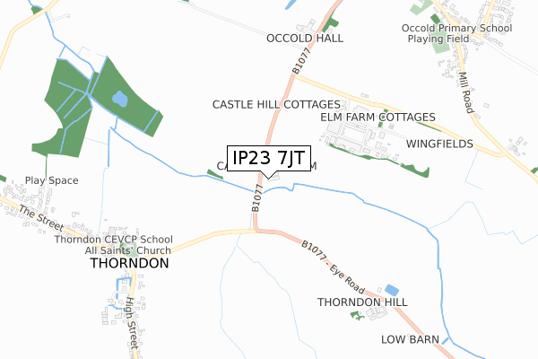 IP23 7JT map - small scale - OS Open Zoomstack (Ordnance Survey)