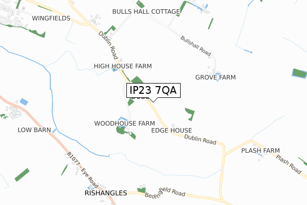 IP23 7QA map - small scale - OS Open Zoomstack (Ordnance Survey)