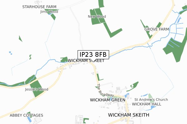 IP23 8FB map - small scale - OS Open Zoomstack (Ordnance Survey)