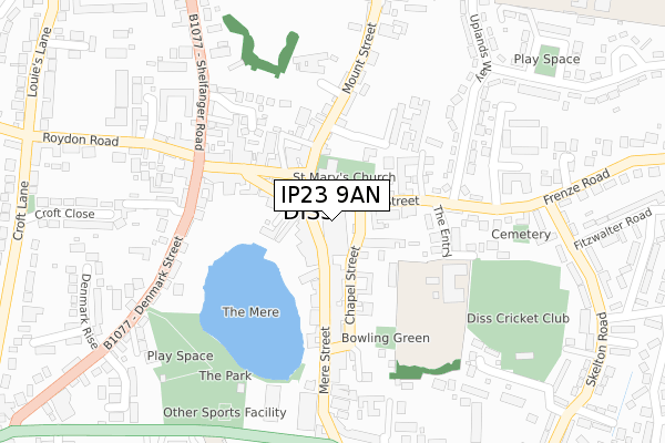 IP23 9AN map - large scale - OS Open Zoomstack (Ordnance Survey)