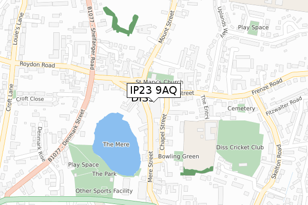 IP23 9AQ map - large scale - OS Open Zoomstack (Ordnance Survey)