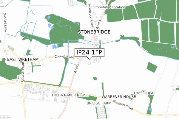 IP24 1FP map - small scale - OS Open Zoomstack (Ordnance Survey)