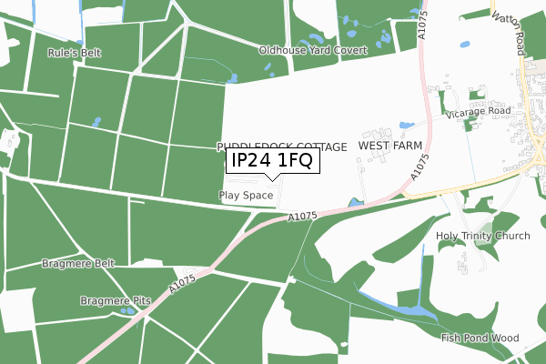 IP24 1FQ map - small scale - OS Open Zoomstack (Ordnance Survey)