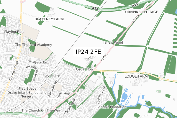 IP24 2FE map - small scale - OS Open Zoomstack (Ordnance Survey)