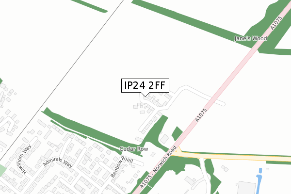 IP24 2FF map - large scale - OS Open Zoomstack (Ordnance Survey)