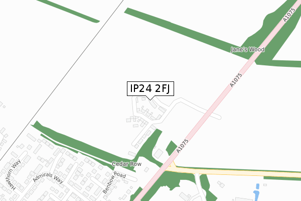 IP24 2FJ map - large scale - OS Open Zoomstack (Ordnance Survey)