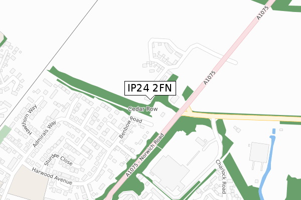 IP24 2FN map - large scale - OS Open Zoomstack (Ordnance Survey)