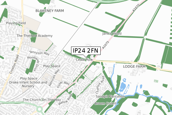 IP24 2FN map - small scale - OS Open Zoomstack (Ordnance Survey)