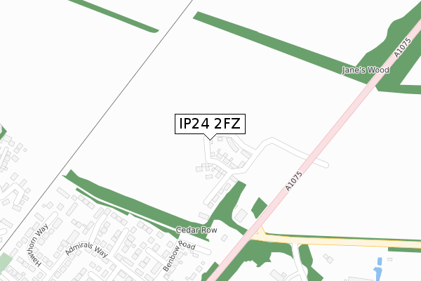 IP24 2FZ map - large scale - OS Open Zoomstack (Ordnance Survey)