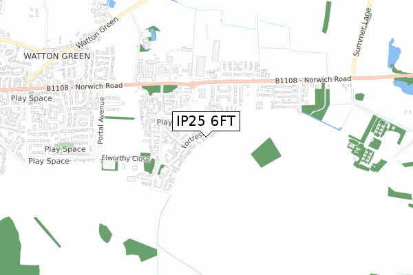 IP25 6FT map - small scale - OS Open Zoomstack (Ordnance Survey)