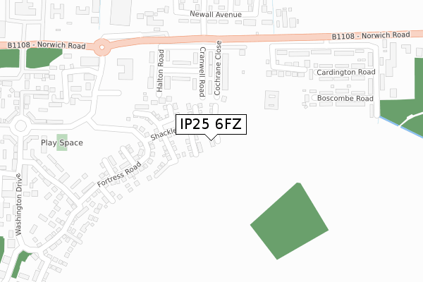 IP25 6FZ map - large scale - OS Open Zoomstack (Ordnance Survey)