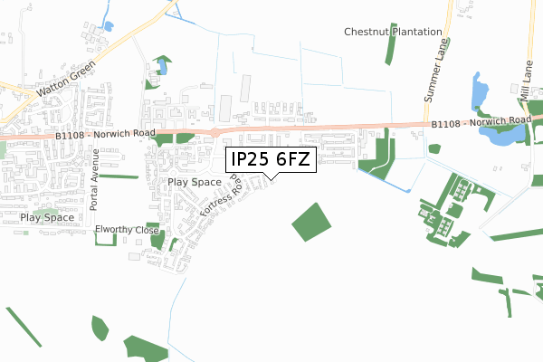 IP25 6FZ map - small scale - OS Open Zoomstack (Ordnance Survey)