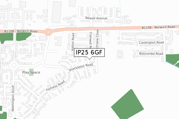 IP25 6GF map - large scale - OS Open Zoomstack (Ordnance Survey)