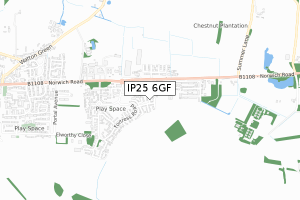 IP25 6GF map - small scale - OS Open Zoomstack (Ordnance Survey)